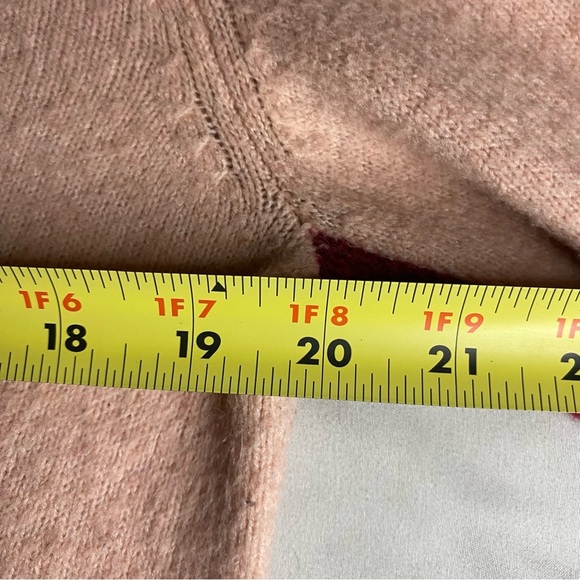 Calvin Klein Chevron Varsity Stripe V Neck Pink Sweater Size M Relaxed Fit - Picture 5 of 6